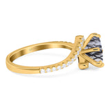 Art Deco Round Natural Stone Twisted Ring