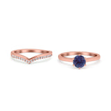 Two Piece Round Natural Stone Chevron Ring