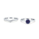 Two Piece Round Natural Stone Chevron Ring