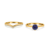 Two Piece Round Natural Stone Chevron Ring