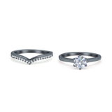 Two Piece Round Natural Stone Chevron Ring