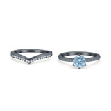 Two Piece Round Natural Stone Chevron Ring