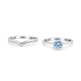 Two Piece Round Natural Stone Chevron Ring