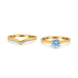Two Piece Round Natural Stone Chevron Ring