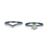Two Piece Round Natural Stone Chevron Ring