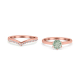Two Piece Round Natural Stone Chevron Ring