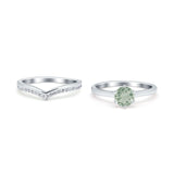 Two Piece Round Natural Stone Chevron Ring