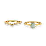 Two Piece Round Natural Stone Chevron Ring