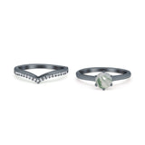 Two Piece Round Natural Stone Chevron Ring