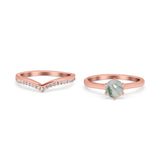 Two Piece Round Natural Stone Chevron Ring