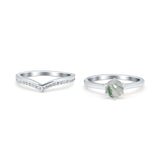 Two Piece Round Natural Stone Chevron Ring