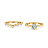 Two Piece Round Natural Stone Chevron Ring