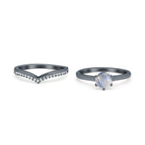 Two Piece Round Natural Stone Chevron Ring
