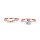 Two Piece Round Natural Stone Chevron Ring