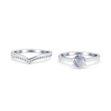 Two Piece Round Natural Stone Chevron Ring