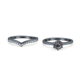 Two Piece Round Natural Stone Chevron Ring