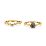 Two Piece Round Natural Stone Chevron Ring