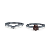 Two Piece Round Natural Stone Chevron Ring