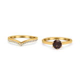 Two Piece Round Natural Stone Chevron Ring