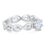 Round Natural Stone Solitaire Ring
