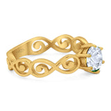 Round Natural Stone Solitaire Ring