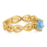 Round Natural Stone Solitaire Ring