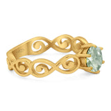 Round Natural Stone Solitaire Ring