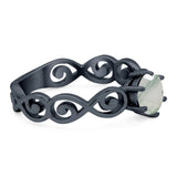 Round Natural Stone Solitaire Ring