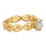 Round Natural Stone Solitaire Ring