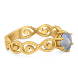 Round Natural Stone Solitaire Ring