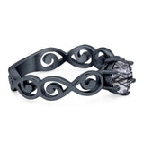 Round Natural Stone Solitaire Ring