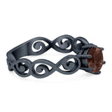 Round Natural Stone Solitaire Ring