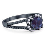 Art Deco Round Natural Stone Floral Ring