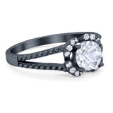 Art Deco Round Natural Stone Floral Ring