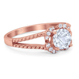 Art Deco Round Natural Stone Floral Ring