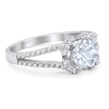 Art Deco Round Natural Stone Floral Ring