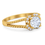 Art Deco Round Natural Stone Floral Ring