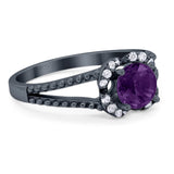 Art Deco Round Natural Stone Floral Ring