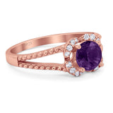 Art Deco Round Natural Stone Floral Ring