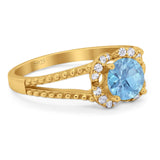 Art Deco Round Natural Stone Floral Ring