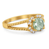 Art Deco Round Natural Stone Floral Ring