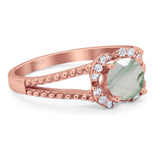 Art Deco Round Natural Stone Floral Ring