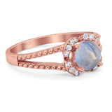 Art Deco Round Natural Stone Floral Ring