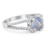 Art Deco Round Natural Stone Floral Ring