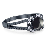 Art Deco Round Natural Stone Floral Ring