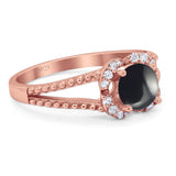 Art Deco Round Natural Stone Floral Ring