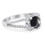 Art Deco Round Natural Stone Floral Ring