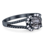 Art Deco Round Natural Stone Floral Ring