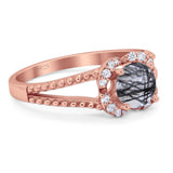 Art Deco Round Natural Stone Floral Ring