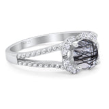 Art Deco Round Natural Stone Floral Ring